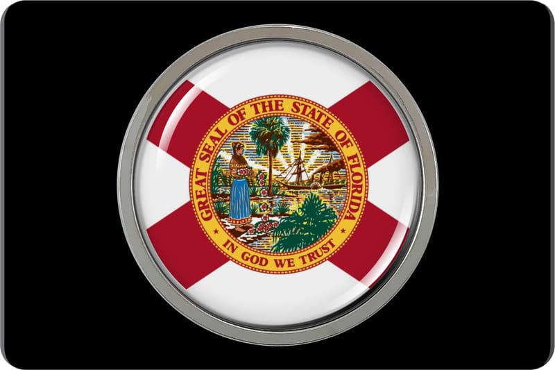 Florida State Flag - Tow Hitch Cover with Chrome Emblem